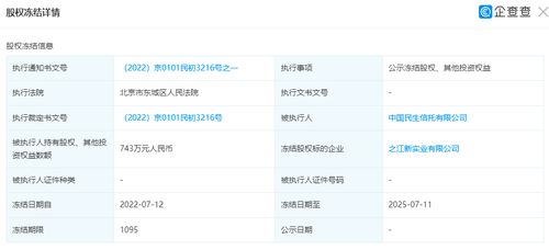 之江新實(shí)業(yè)743萬(wàn)元股權(quán)遭凍結(jié)，中國(guó)民生信托投資布局面臨審視